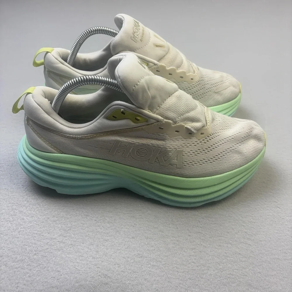 Hoka One One Bondi 8 Shoes Womens Size 9.5 White Running Sneakers 1127952 BDBSO